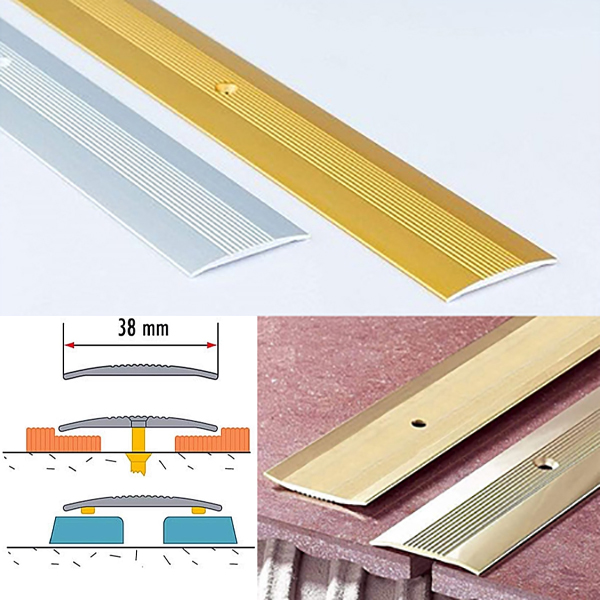 Aluminium Grooved Floor Trim 38mm For Joined Carpets 