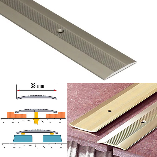 Aluminium Grooved Floor Trim 38mm For Joined Carpets 
