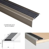 Aluminium Self Adhesive Anti Slip Stair Nosing Edge Trim Rubber Insert