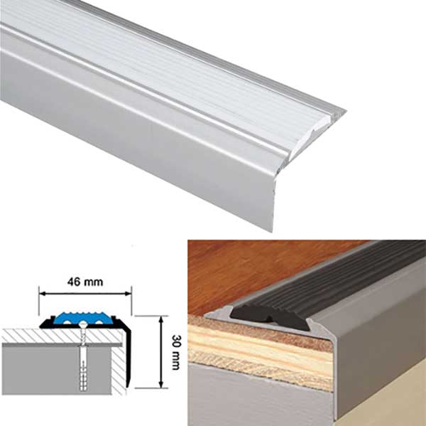 Aluminium Silver Stair Nosing For Tread Edges