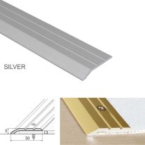 Low profile Silver aluminium door threshold for home flooring