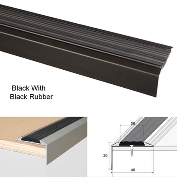 Durable Anodised Aluminium Stair Nosing – Rubber Non Slip Treads