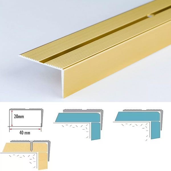 Anodised Aluminium Anti Slip Edge Stair Nosing 2m Long