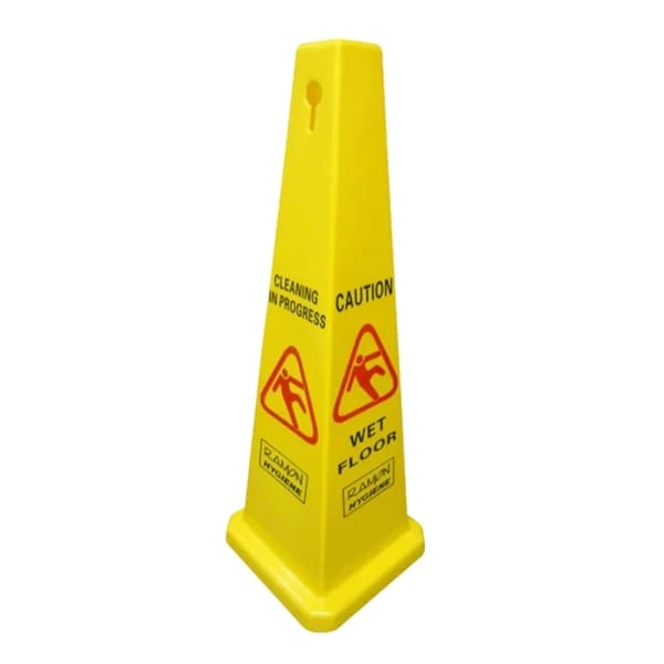 Cleaning in Progress & Wet Floor Warning Cone