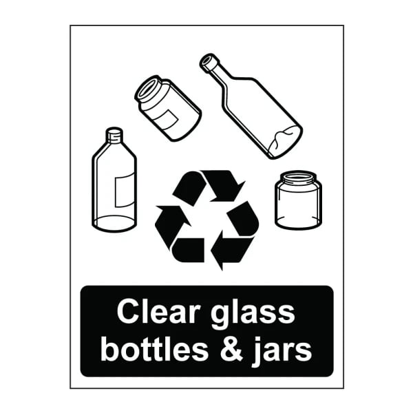 Clear glass bottles and jars Sign