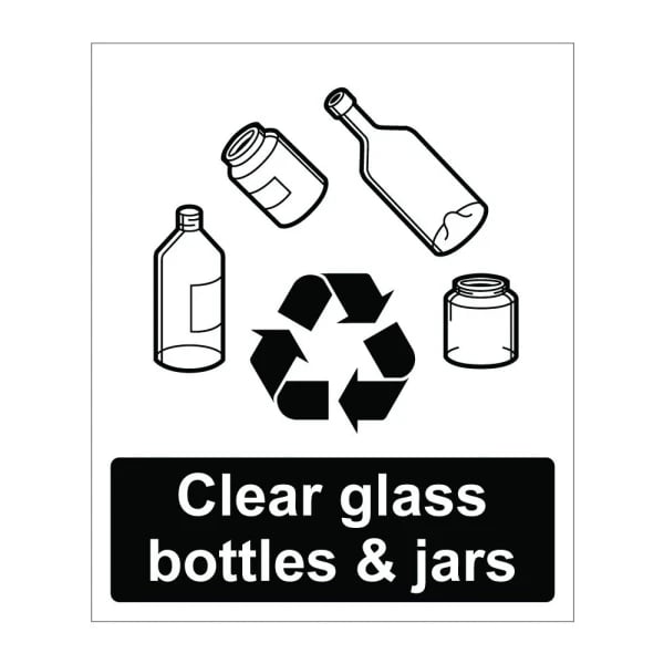Clear glass bottles and jars Sign