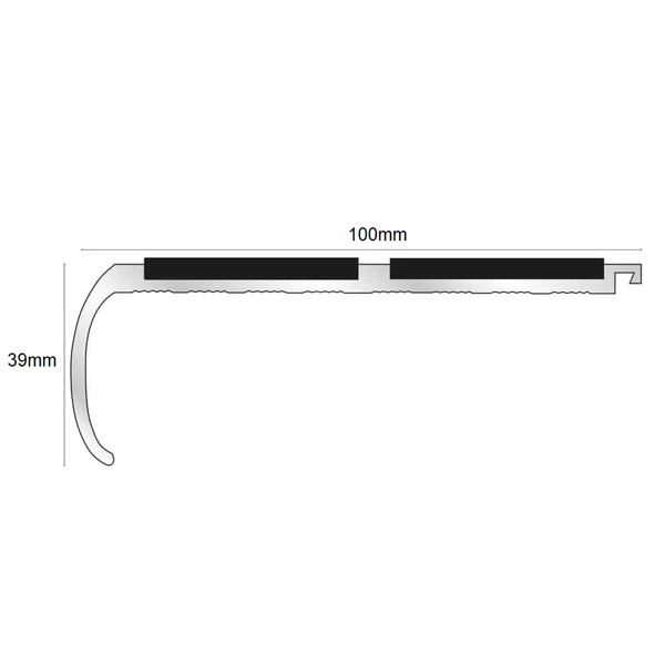 Commercial Stair Nosing 100mm x 39mm Non Slip PVC Insert Bullnose Stair Nosing Edge