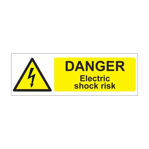 Danger electric shock risk - 1mm Rigid Plastic Sign