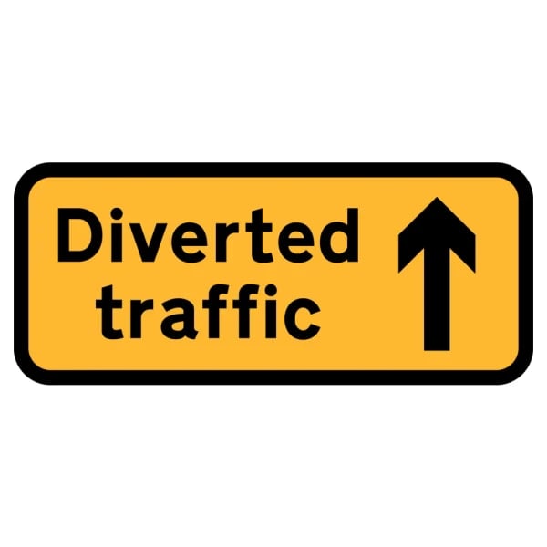 Diverted Traffic Straight On - Zintec Sign