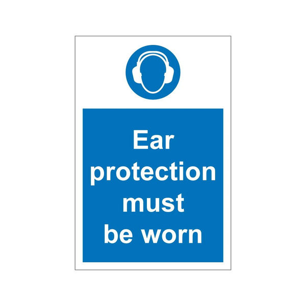 1mm rigid plastic hearing protection notice for factories, workshops and construction sites