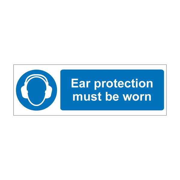 1mm rigid plastic hearing protection notice for factories, workshops and construction sites