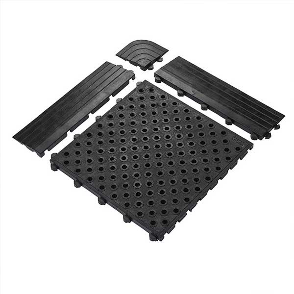 24mm Thick Anti-Slip Rubber Mat Tile with Accessories 