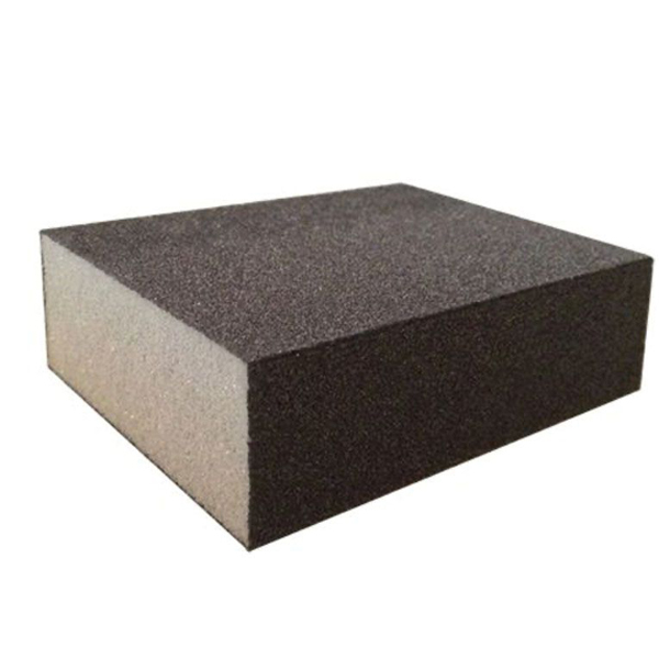 Black fine grit preparation sponge block 100mm x 70mm x 26mm for surface prep before gluing