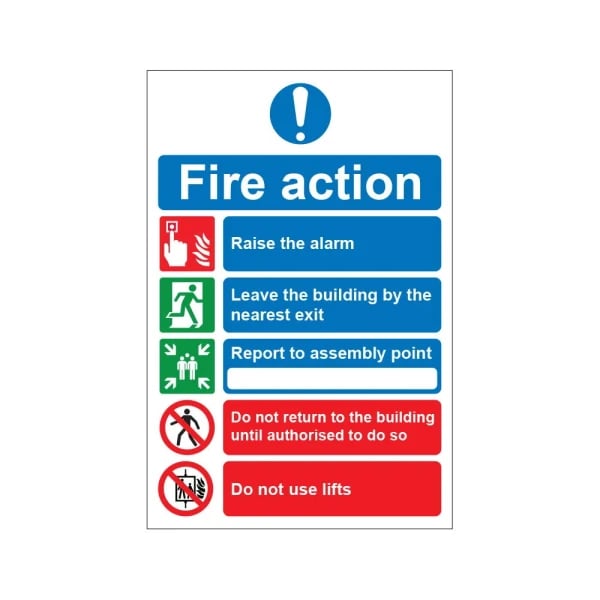 Fire action Sign