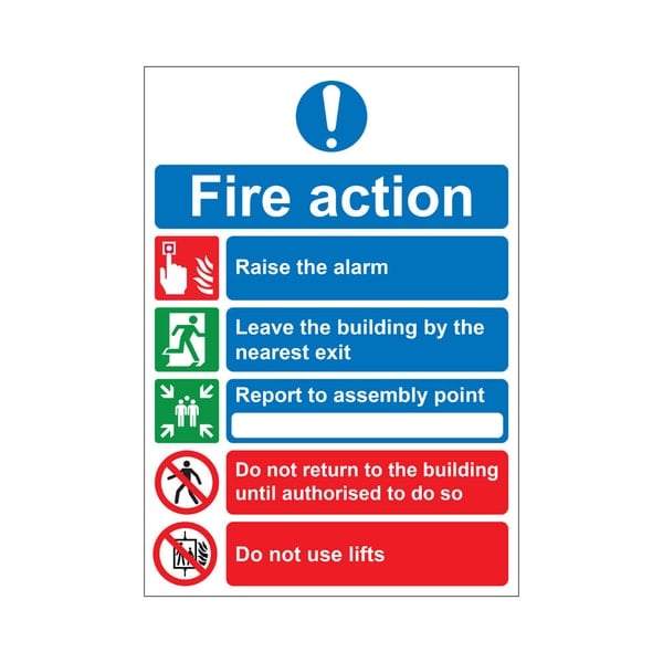 Fire action Sign