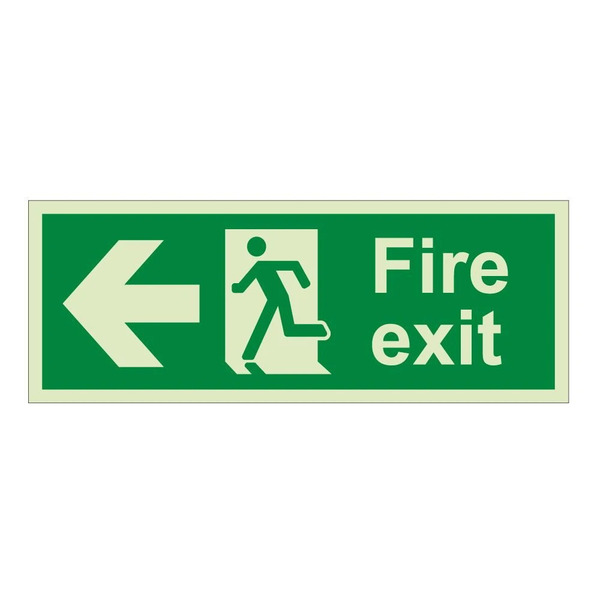Fire Exit - Arrow Left Sign - 1mm Rigid Plastic