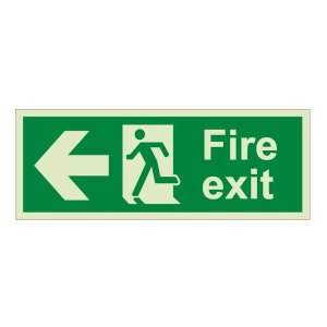 Fire Exit - Arrow Left Sign - 1mm Rigid Plastic
