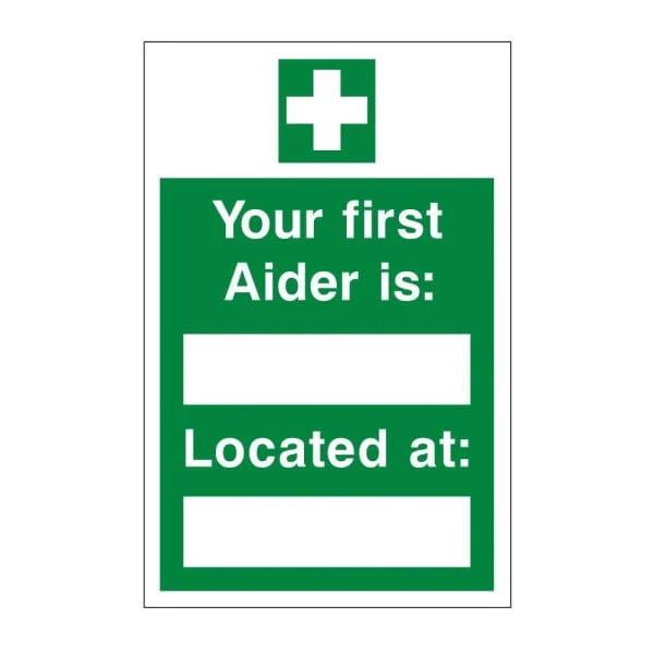 First aider details - 200mm x 300mm