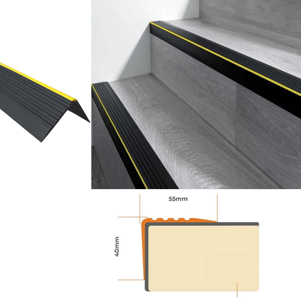 Bullnose Stair Nosing / Flexible Anti Slip PVC Bullnose Stair Nosing
