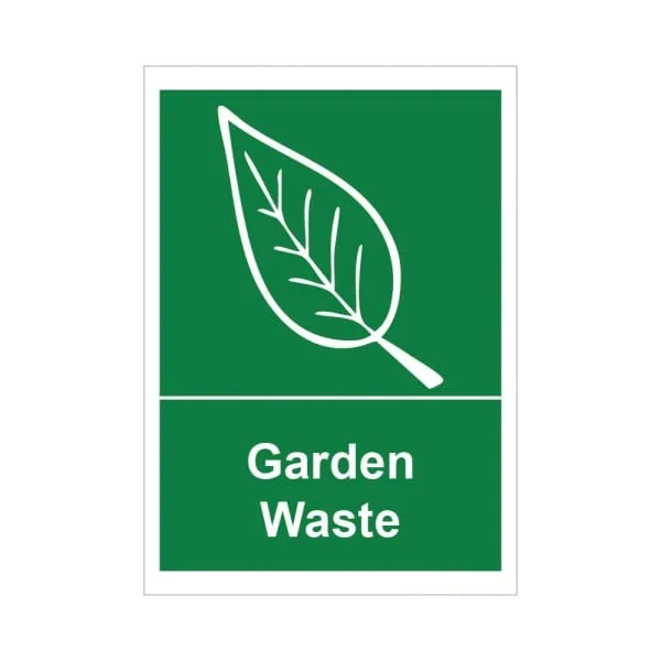 Garden Waste Dark Green Self Adhesive Sticker Recycling Bin Label Sign