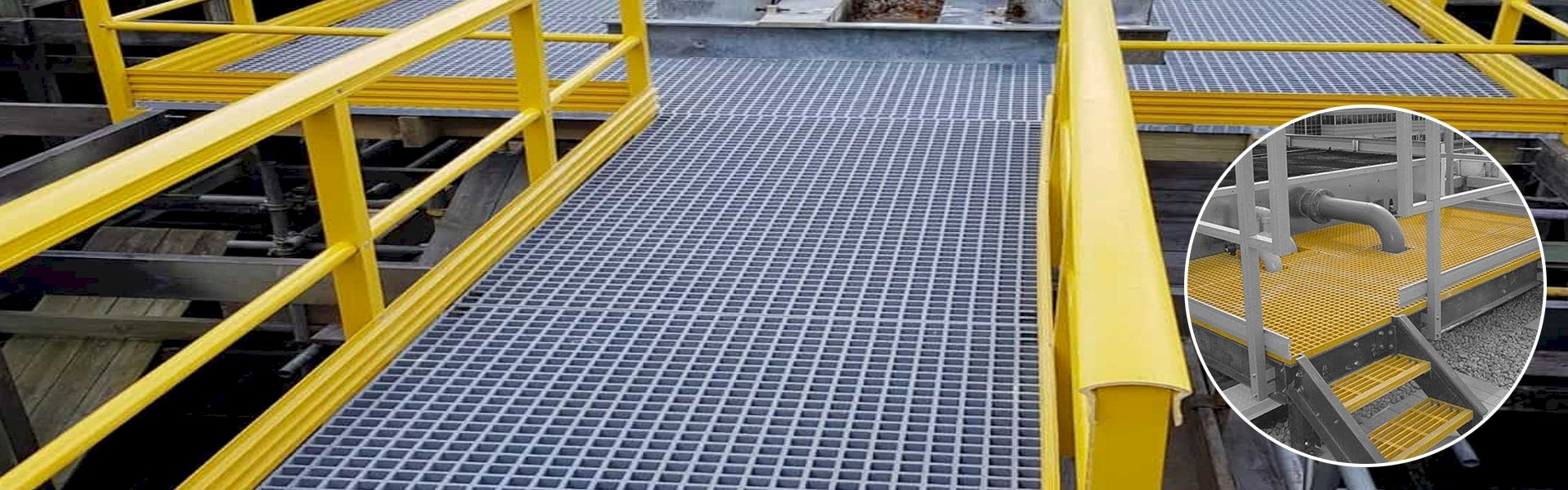 GRP products including stair tread covers, grating, and anti-slip decking solutions used in UK construction
