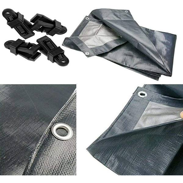 Heavy Duty 200 GSM  Reinforced Waterproof Tarpaulin Cover with 4 Tarp Clips