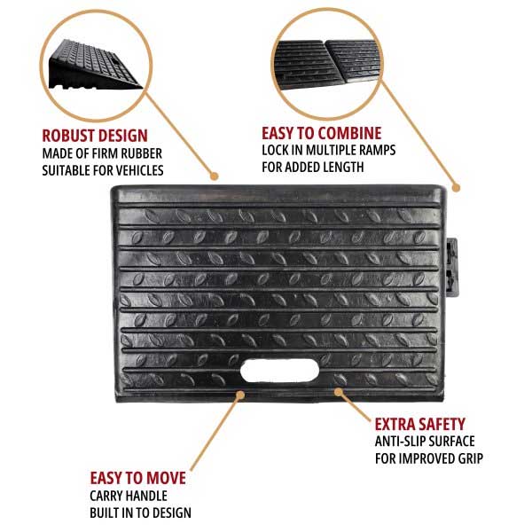 Heavy Duty Black Rubber Kerb Ramp for Vehicle Access