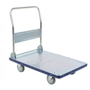 Silver Heavy Duty Platform Trolley with Space Saving Foldable Handle