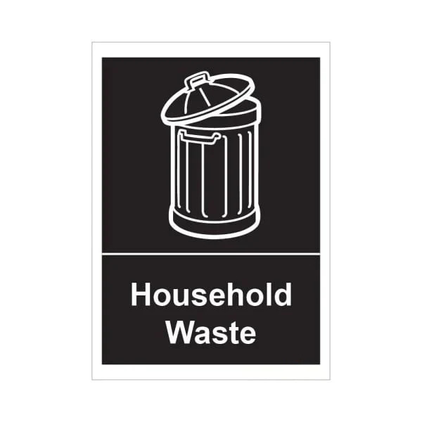Household Waste Black Self Adhesive Sticker Bin Label with Bin Symbol