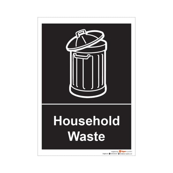 Household Waste - Black - Self Adhesive Sticker