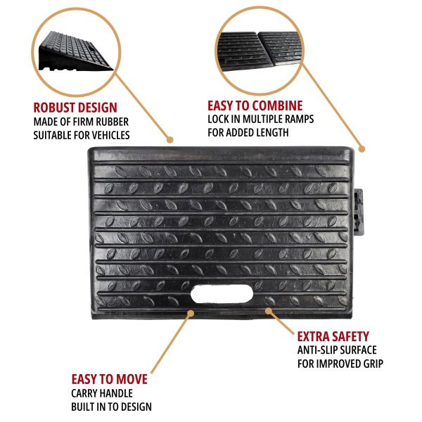 Pair of Portable Rubber Kerb Ramps for Easy Vehicle Access