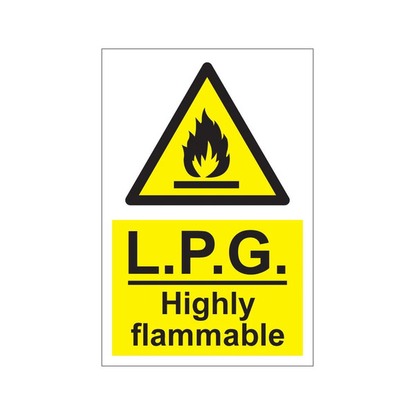 L.P.G. Highly flammable - 1mm Rigid Plastic Sign