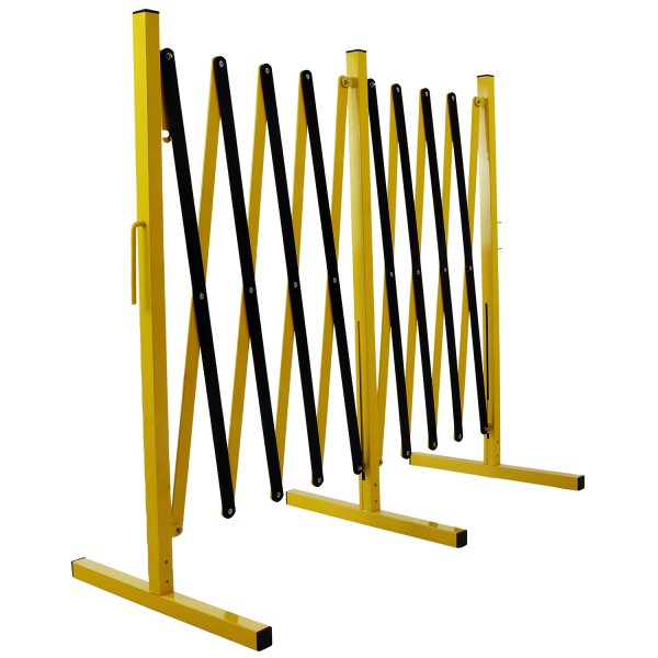 Yellow and Black Collapsible Double Length Extending Barrier