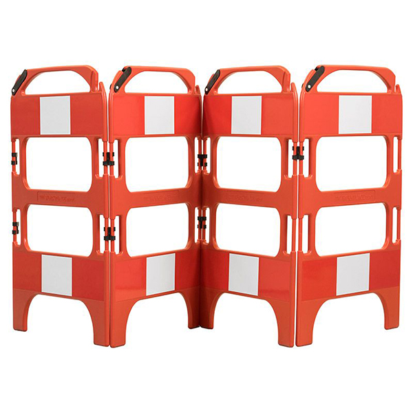 Four Sided Plastic Manhole Safety Barrier in Red and White