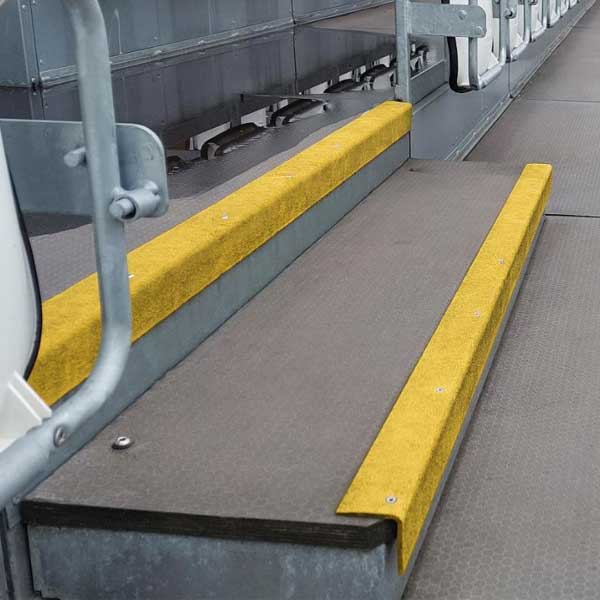 Medium Grit Stair Nosing Cover 70mm x 30mm Anti-Slip -  Yellow