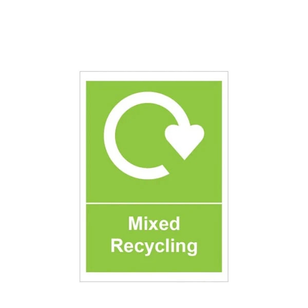 Mixed Recycling Sign Self Adhesive Sticker Recycle Bin Label Notice