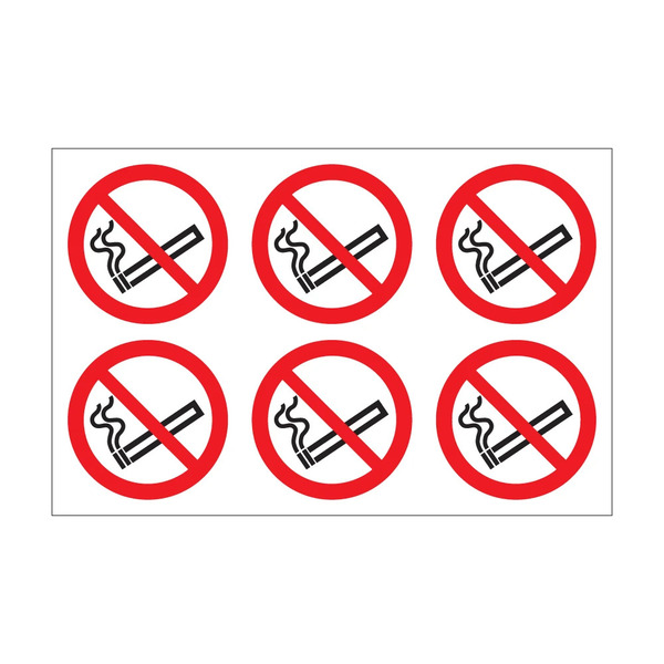 Pack of 30 no smoking vinyl safety stickers for doors, windows and vehicles