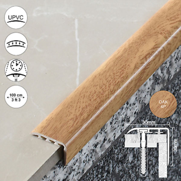 Non Slip UPVC Stair Nosing Trim - 25mm x 25mm 