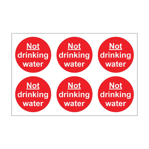 Not Drinking Water round safety stickers, 100mm diameter self adhesive vinyl