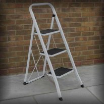Portable 3 Step Foldable Ladder – Safety Steel Stepladder Non Slip