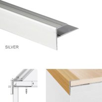 Push-In Anodised Aluminium Stair Nosing Edge Trim, Laminate or Wood Floors