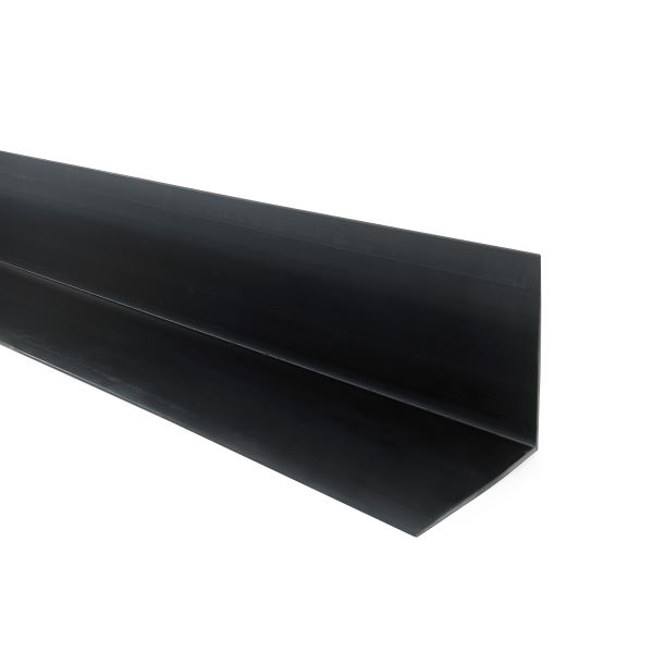Black PVC angle profile for wall corners, available in 8 sizes from 15mm to 50mm, 1m long, ideal for DIY renovation and decorating projects