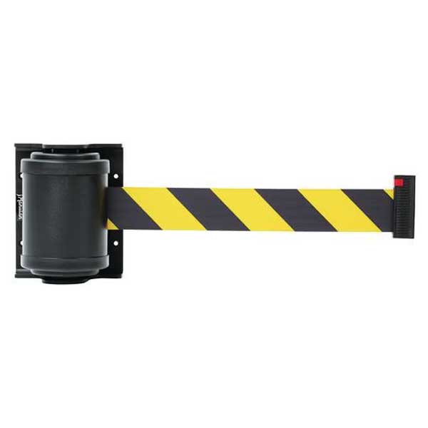 Black and Yellow Wall Mounted Retractable Belt Barrier 