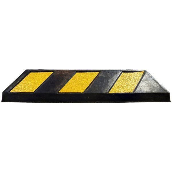 Black and Yellow Rubber Wheel Stop for Cars and Commercial Vehicles