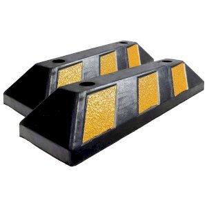 Black and Yellow Rubber Wheel Stop for Cars and Commercial Vehicles