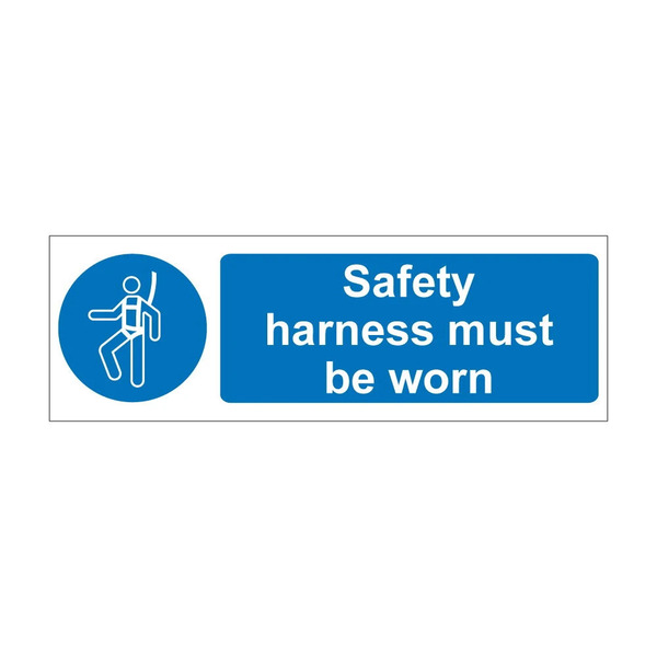 Safety Harness Must Be Worn sign for work at height areas and construction sites