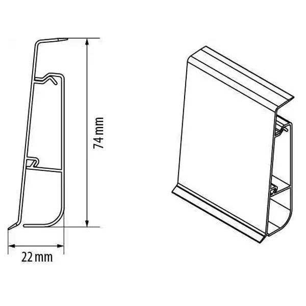 Skirting Board Ash Baltimore PVC & Accessories with Flexible Edges Cable Management