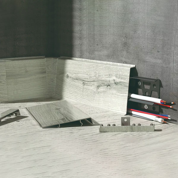 Skirting Board Ash Baltimore PVC & Accessories with Flexible Edges Cable Management