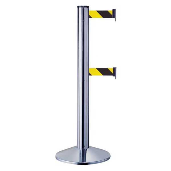 Yellow and Black Aluminium Double Belt Barrier Post