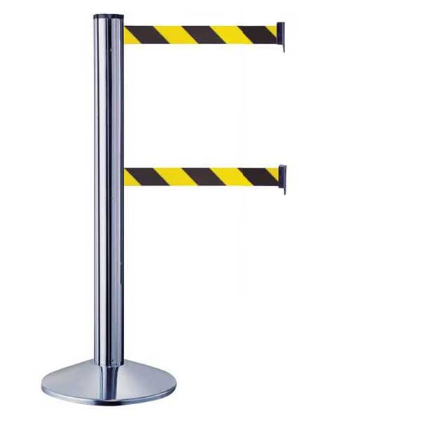 Yellow and Black Aluminium Double Belt Barrier Post